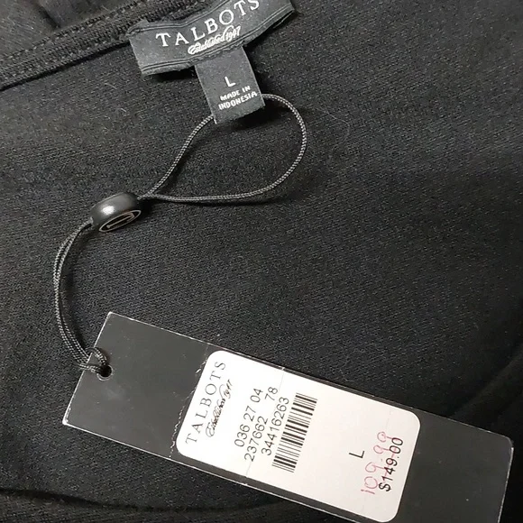 Black Long Sleeve Dress With Fabric Wrap Waist Talbots Large - Picture 10 of 11